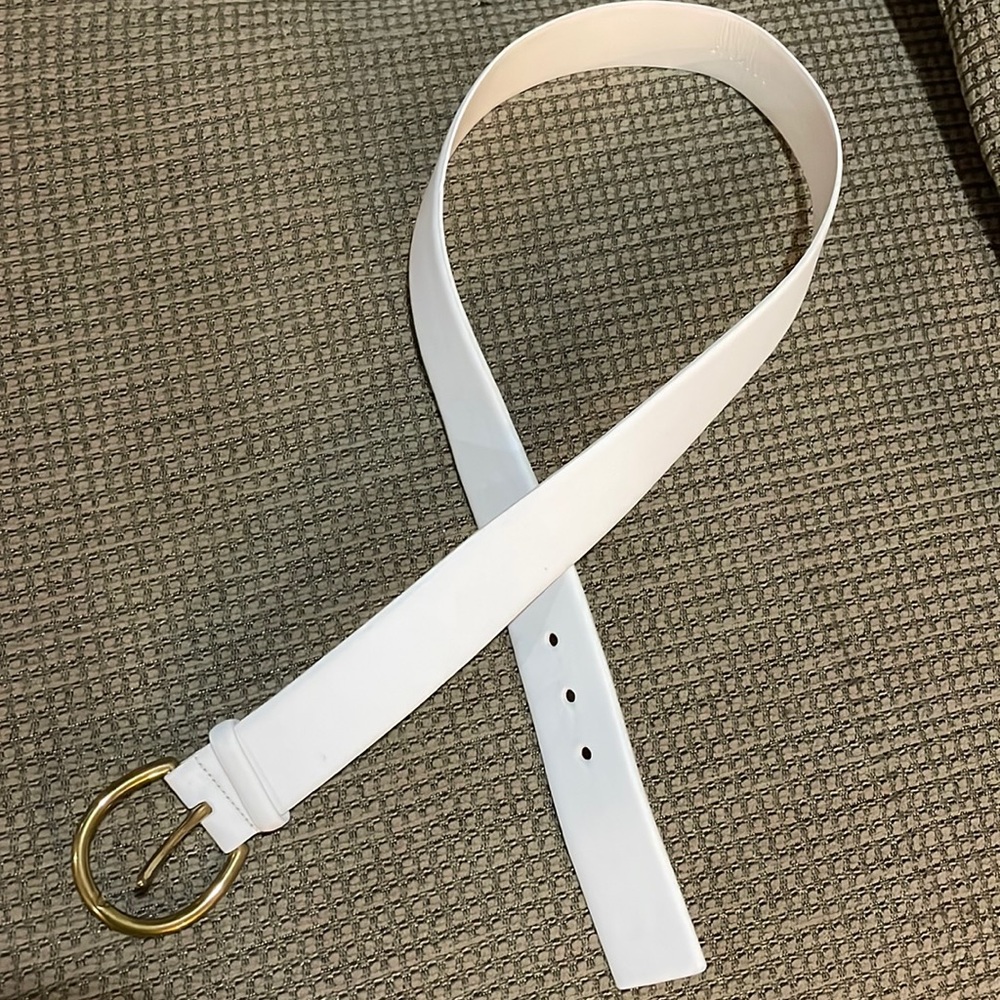 Josef white leather belt (sz l)
